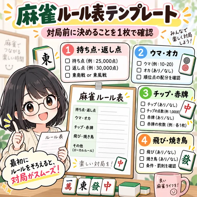麻雀ルール表テンプレートの図解