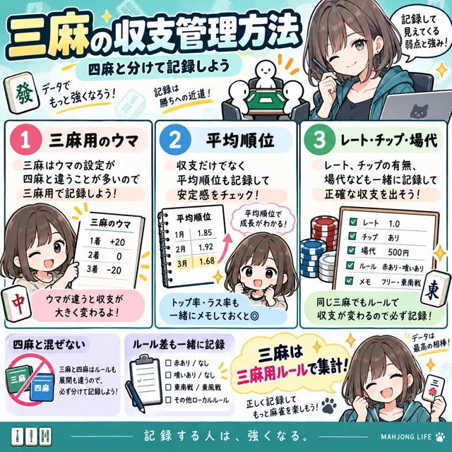 三麻の収支管理方法の図解