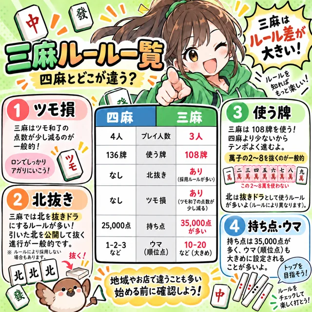 三麻ルール一覧の図解